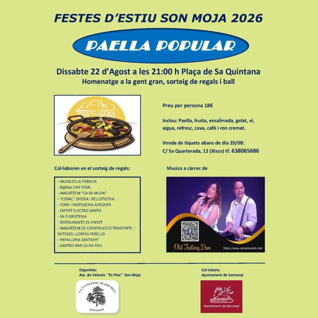 Paella popolare a Son Moja, 22 agosto 2026