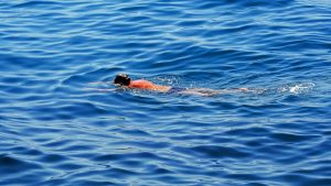 Nuotatore in mare aperto