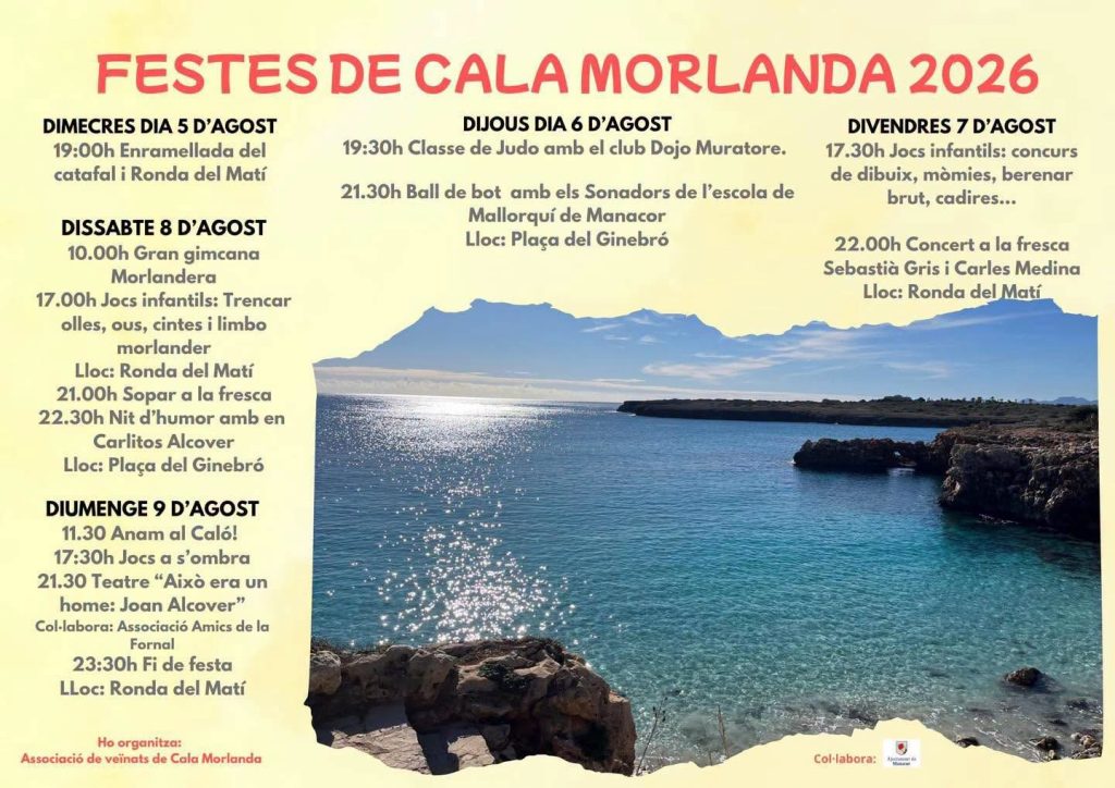 Feste di Cala Morlanda 2026 — Foto: Comune di Manacor