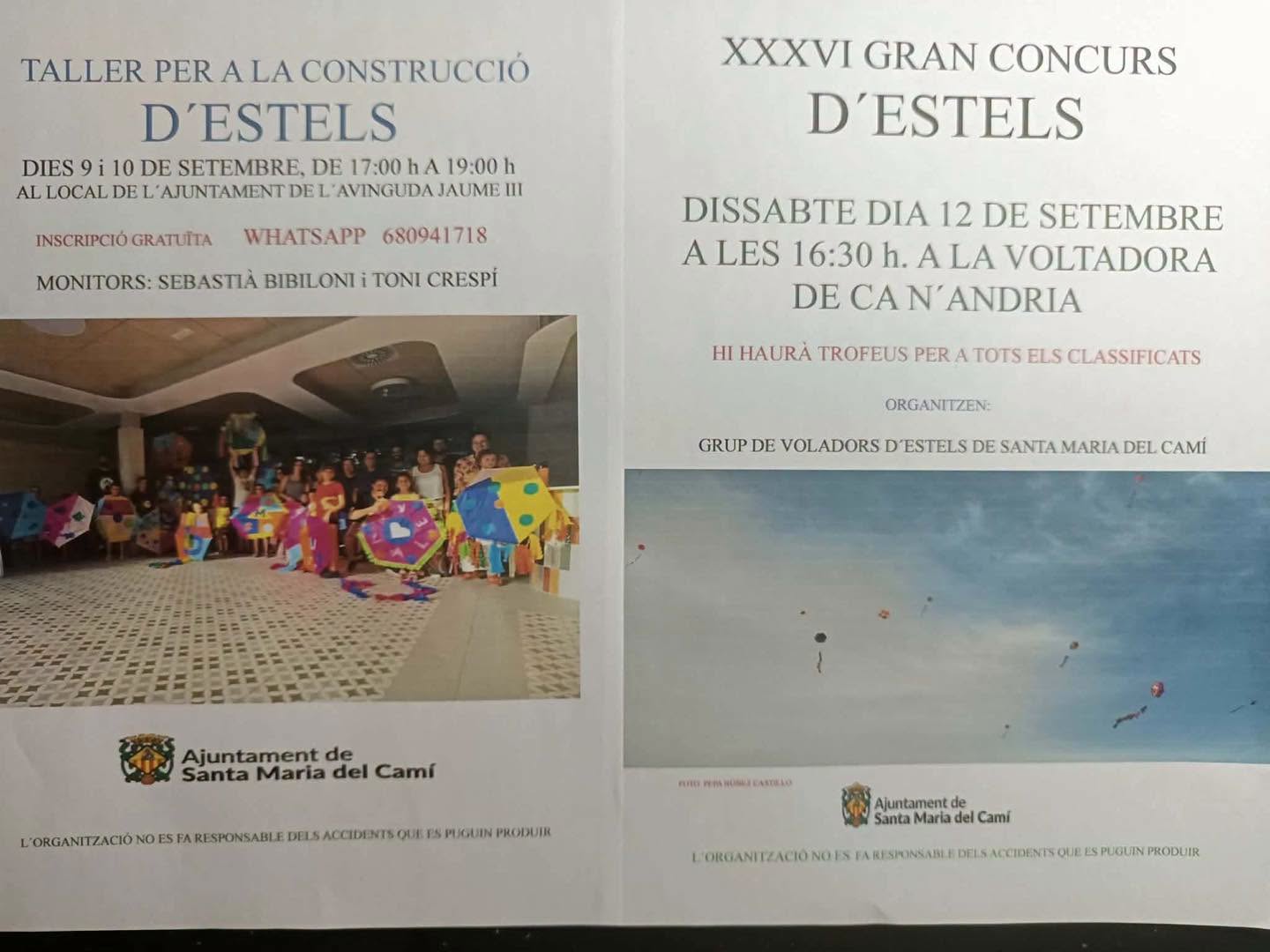 Locandina del laboratorio e del XXXVI Gran Concurs d'Estels di Santa Maria del Camí