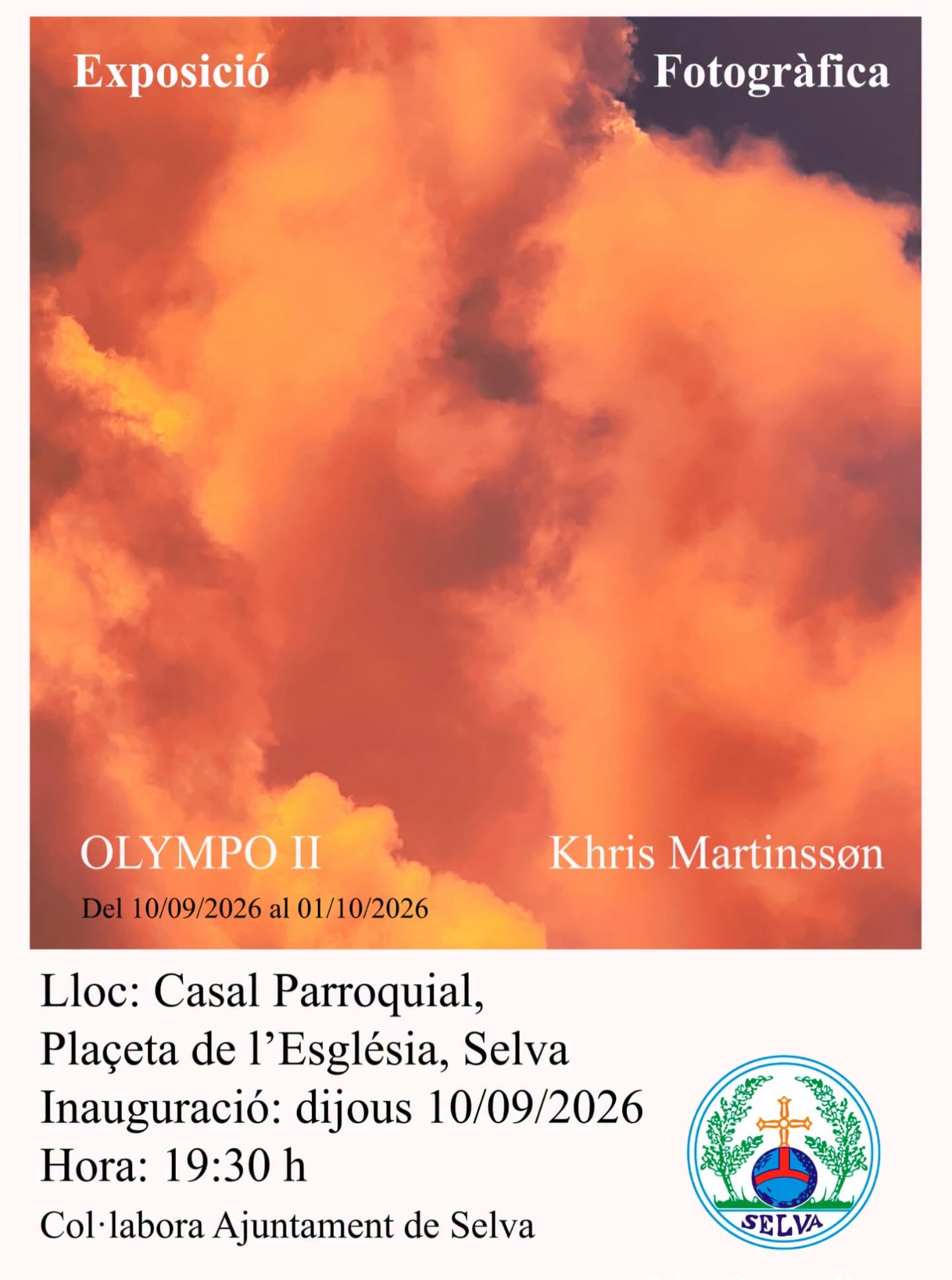 Locandina della mostra fotografica OLYMPO II di Khris Martinssøn a Selva