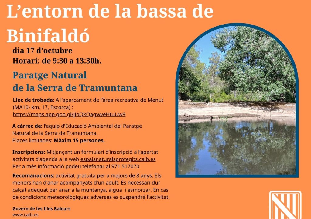 Locandina ufficiale dell’attività L’entorn de la bassa de Binifaldó