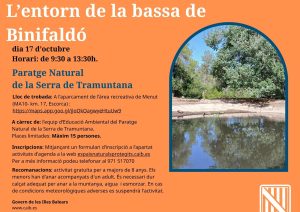 Locandina ufficiale dell’attività L’entorn de la bassa de Binifaldó