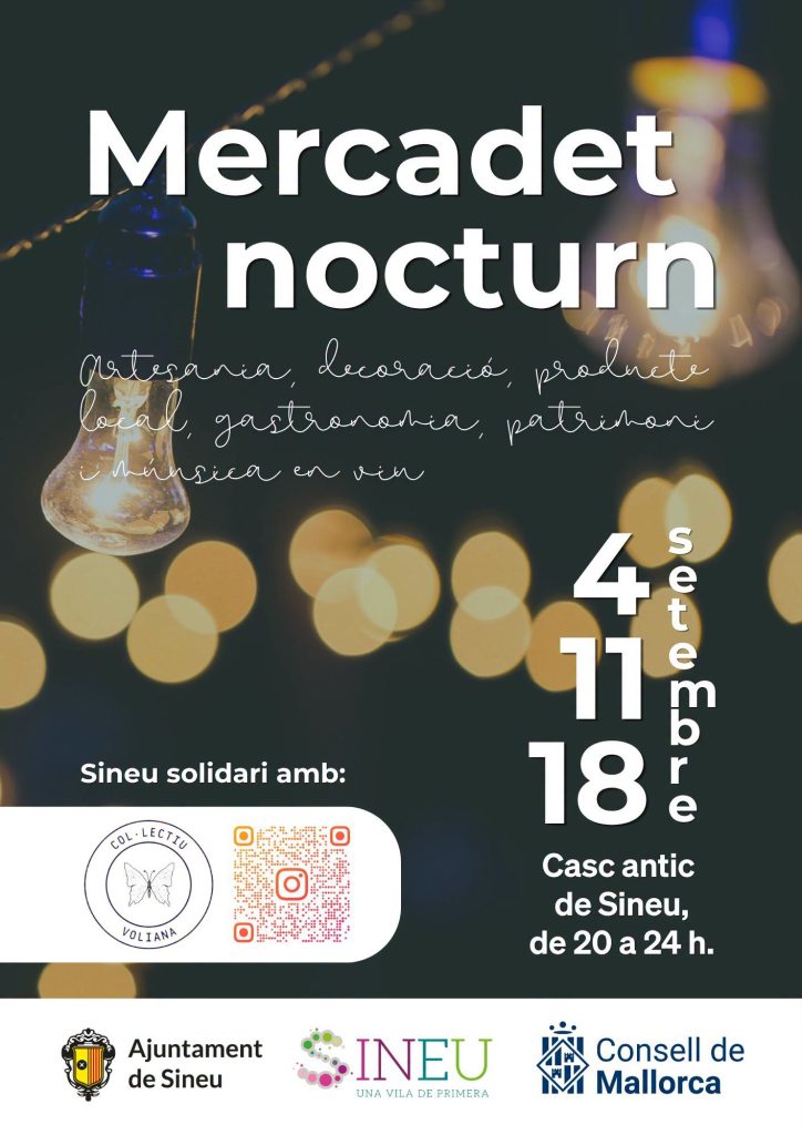 Manifesto del Mercadet nocturn di Sineu, prossime date 11 e 18 settembre