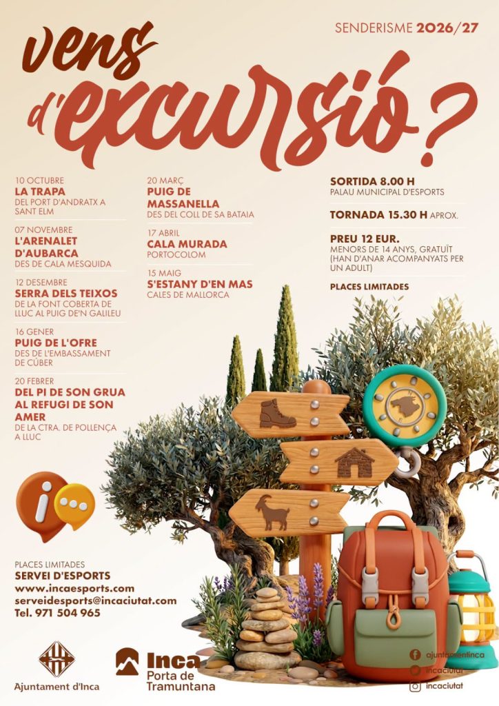 Poster ufficiale del programma di escursionismo 2026/27 di Inca