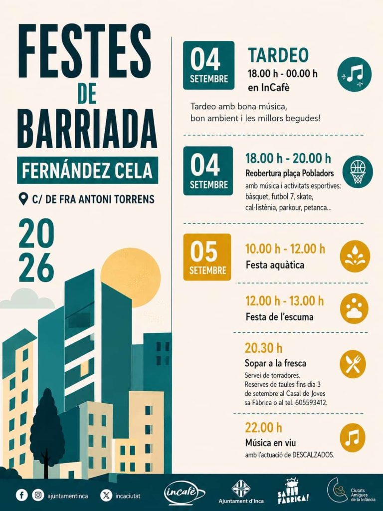 Locandina delle Festes de Barriada Fernández Cela 2026 a Inca
