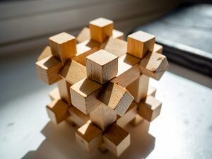Pezzi di legno di un gioco su un tavolo, immagine di archivio non riferita a questa attività