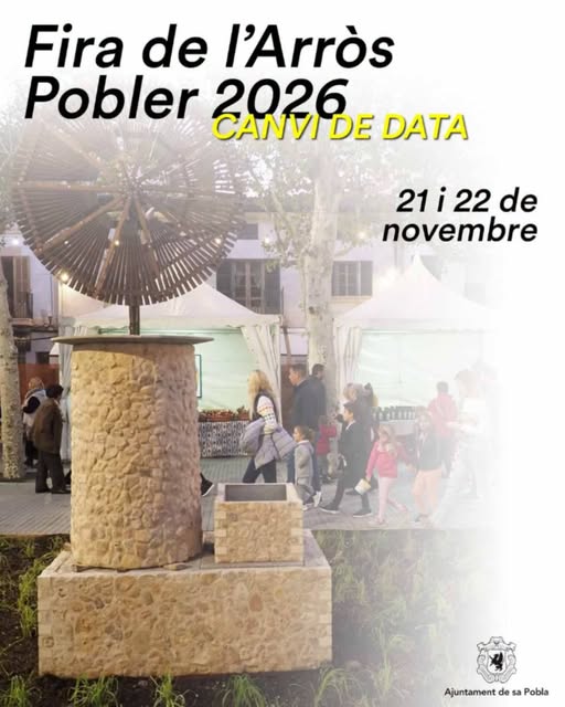 Locandina della Fira de l'Arròs Pobler 2026 di sa Pobla con le nuove date del 21 e 22 novembre