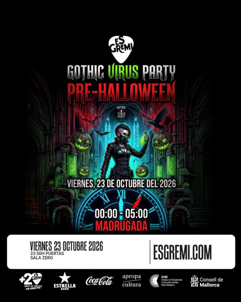 Locandina della Gothic Virus Party Pre-Halloween nella Sala Zero di Es Gremi, 23 ottobre 2026