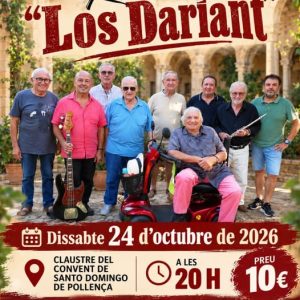 Locandina del concerto di Los Dariant, sabato 24 ottobre 2026 ore 20:00, chiostro del convento di Santo Domingo, Pollença
