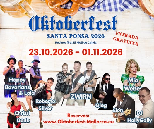 Locandina dell'Oktoberfest Santa Ponsa 2026, dal 23 ottobre al 1 novembre