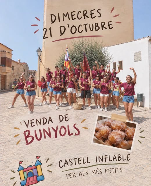 Locandina dei Quintos di Consell: vendita di bunyols e castello gonfiabile, 21 ottobre
