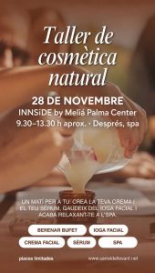 Locandina del laboratorio di cosmetica naturale all'INNSiDE by Meliá Palma Center, 28 novembre