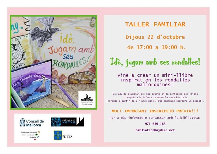 Locandina del laboratorio «Idò, jugam amb ses rondalles!» a Deià, 22 ottobre